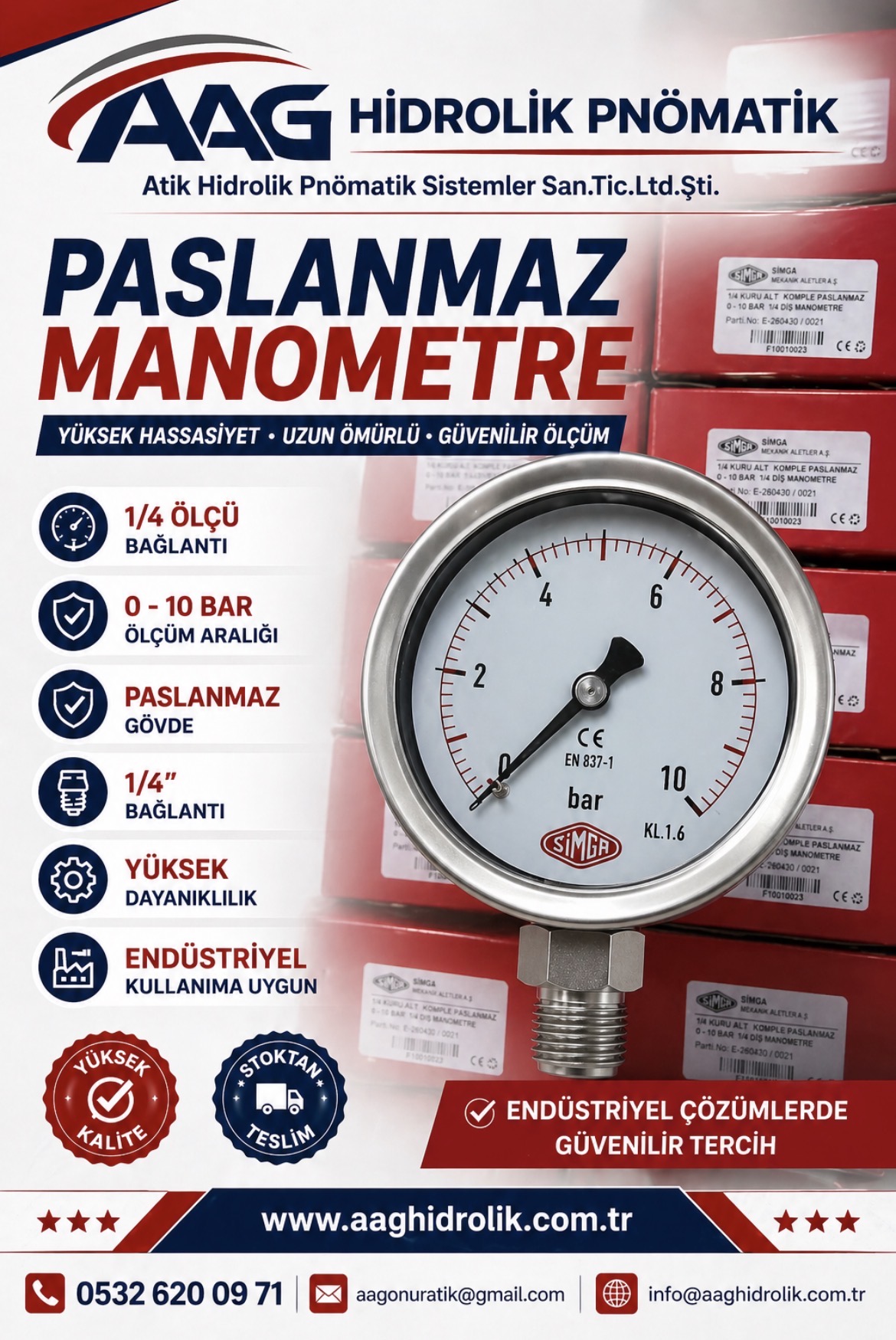 GLİSERİNLİ - KURU TİP SİMGA MANOMETRE 
